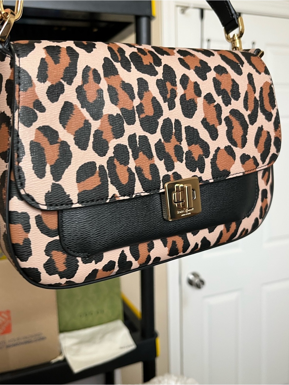 kate spade Leopard Print Mini Shoulder Bag with Black Trim - Picture 4 of 16